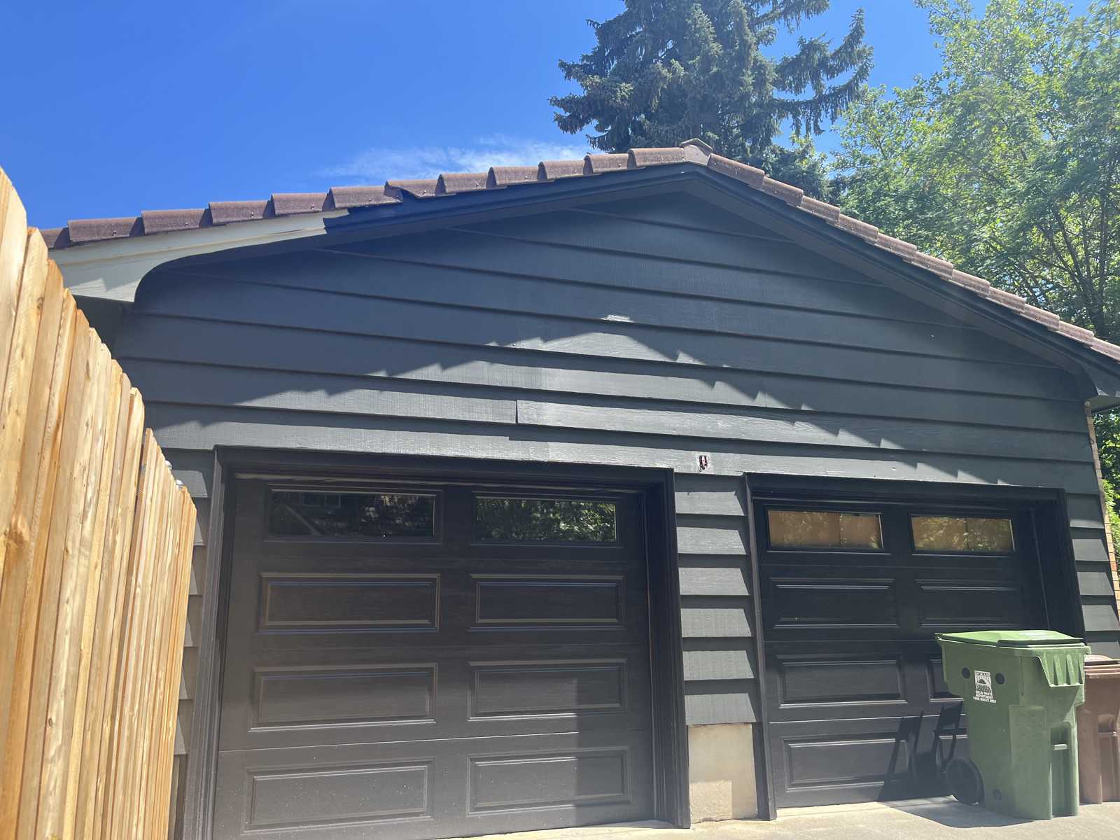 Exterior painting Spokane charcoal grey siding