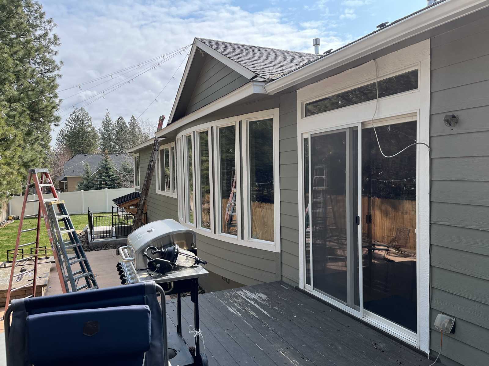 Sage green exterior siding painting Spokane WA